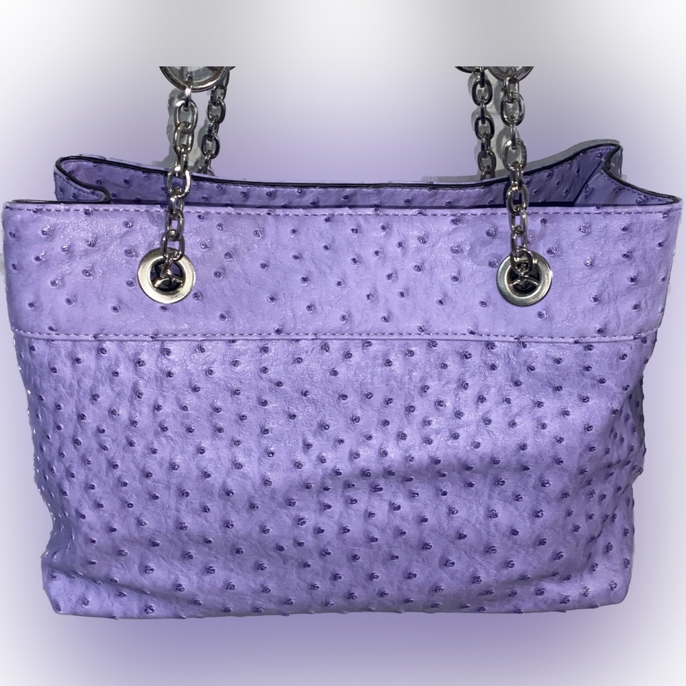 Lilac Ostrich Tote, silver hardware, medium